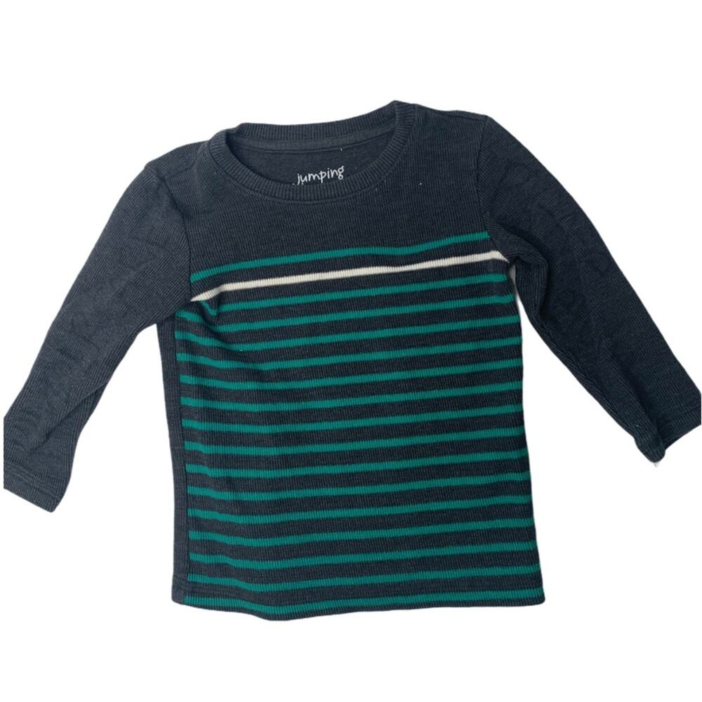 Jumping Beans 2t gray green stripe thermal sweater
